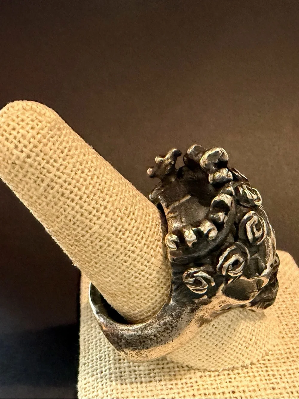 .925 Sterling Silver Crowned Tiara Skull Statement Ring Size 10